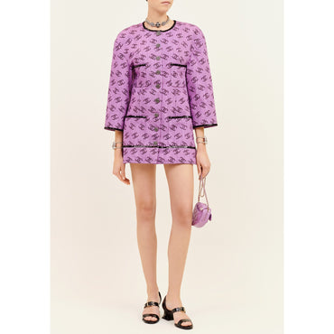 Denim Jacquard Jacket - Purple/Black