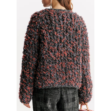 Wool/Polyamide Cardigan - Grey/Orange