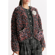 Wool/Polyamide Cardigan - Grey/Orange