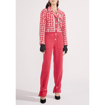 Glittered Fantasy Tweed Jump Suit - Red/White