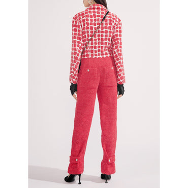 Glittered Fantasy Tweed Jump Suit - Red/White