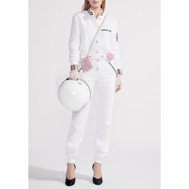Fantasy Tweed Jump Suit - White