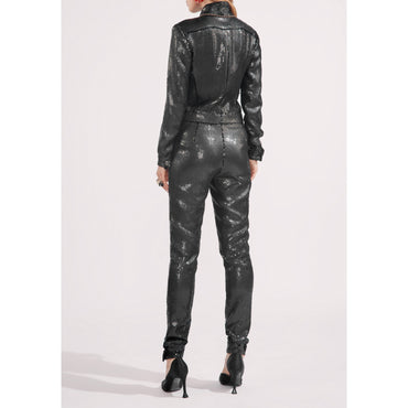 Glittered Muslin Jump Suit - Black