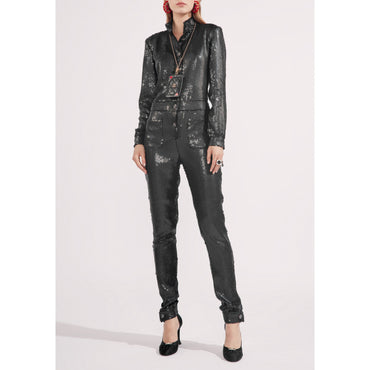 Glittered Muslin Jump Suit - Black