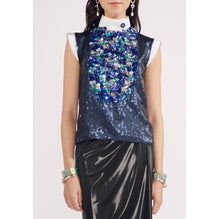 Glittered Muslin Blouse - Navy