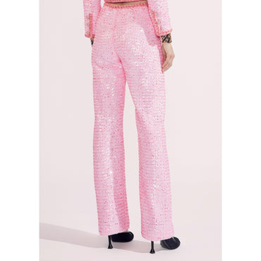 Glittered Guipure Pants - Pink