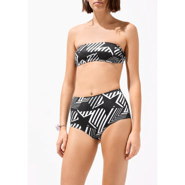 Stretch Jersey Swimming Top - Black/White