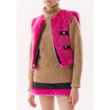 Lambskin Shearling Vest - Pink/Black