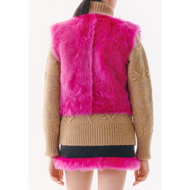 Lambskin Shearling Vest - Pink/Black