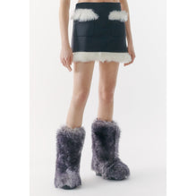Lambskin Shearling Skirt - White/Black