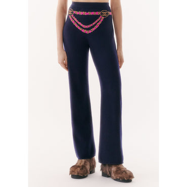 Cashmere Pants - Navy Blue/Fuchsia/Golden