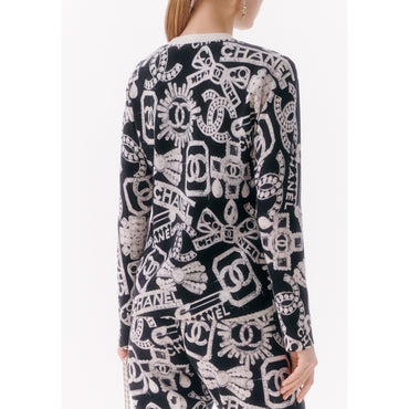 Cashmere Cardigan - Black/White