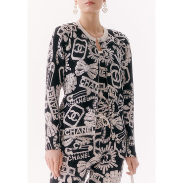 Cashmere Cardigan - Black/White