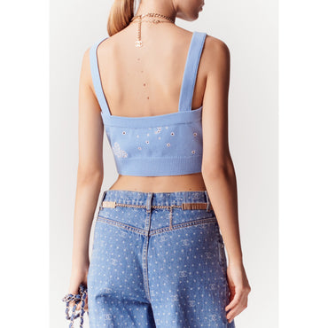 Cashmere 2Ply Knit Top -  Blue
