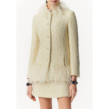 Glittered Tweed Jacket - Yellow/ Beige