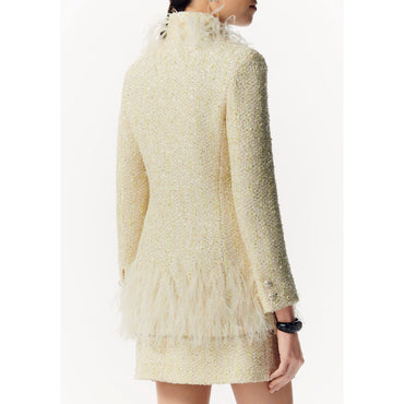 Glittered Tweed Jacket - Yellow/ Beige