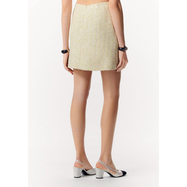 Glittered Tweed Skirt - Yellow/ Beige