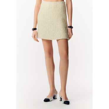 Glittered Tweed Skirt - Yellow/ Beige