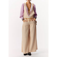 Fantasy Cotton Tweed Jump Suit -  Orange/Ecru