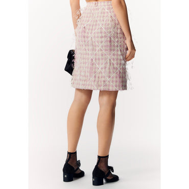 Fantasy Cotton Tweed Skirt - Pink/Ecru