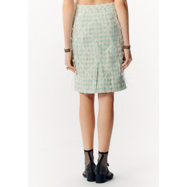 Fantasy Cotton Tweed Skirt - Green/Ecru