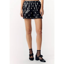 Embroidered Calfskin Shorts - Black/White