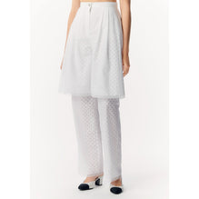Perforated Cotton Poplin Pants - White