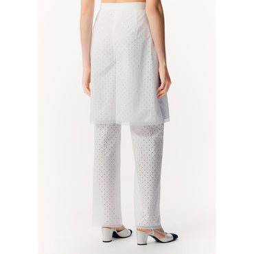 Perforated Cotton Poplin Pants - White