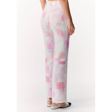 Painted Cotton Tweed Pants - Pink/White/Purple/Blue