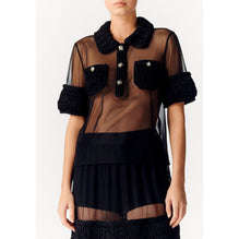 Silk/Polyamide Knit Top - Black