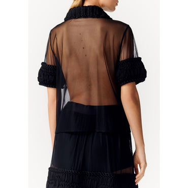 Silk/Polyamide Knit Top - Black