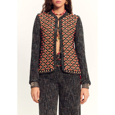 Fantasy Cotton Tweed Jacket - Bck/Gry/Ecru/Lht Ora/Pin