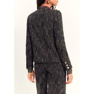 Fantasy Cotton Tweed Jacket - Bck/Gry/Ecru/Lht Ora/Pin