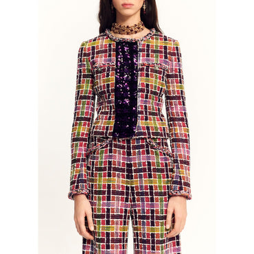 Fantasy Cotton Tweed Jacket - Burgundy/Orange/Red
