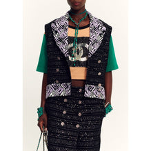 Glittered Wool Tweed Vest - Black/White/Silver