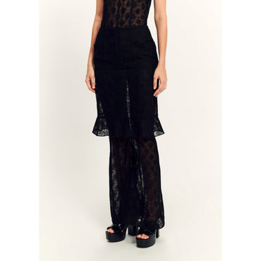 Flower Cotton Lace Skirt - Black