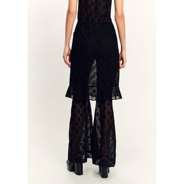Flower Cotton Lace Skirt - Black