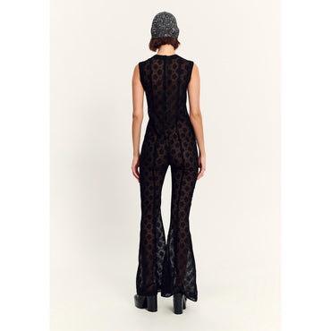 Flower Cotton Lace Jump Suit - Black