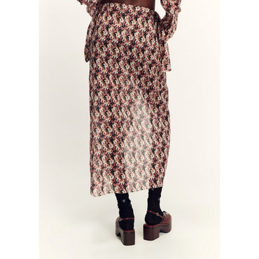 Printed Cotton Voile Skirt - Pink/Ecru/Black/Red/Yel