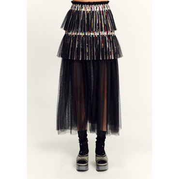 Silk Tulle Skirt - Black