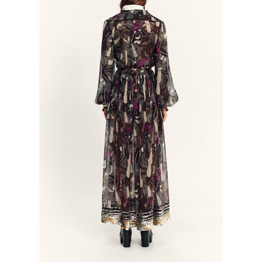 Printed Silk Muslin Dress - Khaki/Brown/Black/Purple