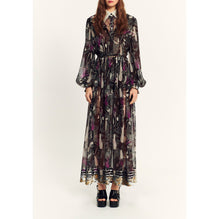 Printed Silk Muslin Dress - Khaki/Brown/Black/Purple