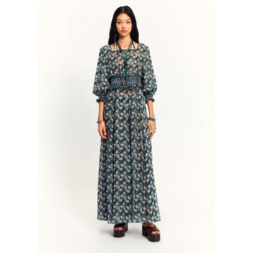Printed Silk Muslin Dress - Green/Ecru/Black/Pink/Yel