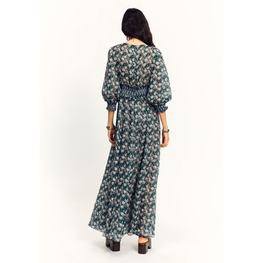 Printed Silk Muslin Dress - Green/Ecru/Black/Pink/Yel