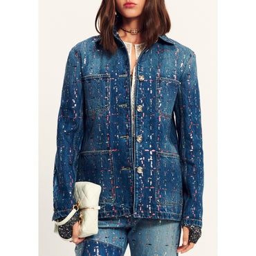 Glittered Denim Jacket - Blue