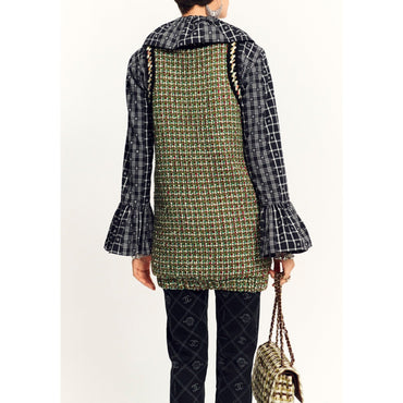 Fantasy Tweed Dress - Green/Ecru/Burg/Brown