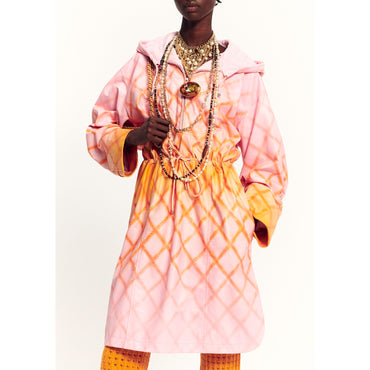 Printed Lambskin Coat - Pink/Orange