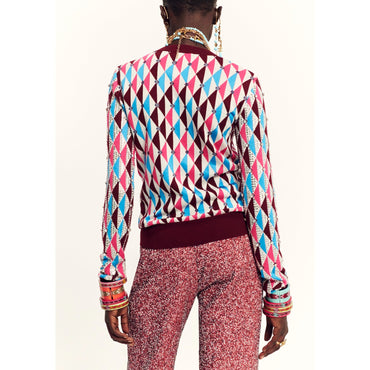 Wool/Cotton Pullover - White/Pink/Blue