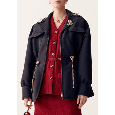 Silk Faille Parka - Black