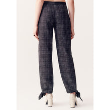 Cotton Tweed Ribbon Pants - Black/Silver/Green